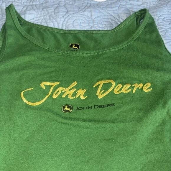John Deere Green Womens Tank Top Medium 100% Cotton Sleeveless - Picture 2 of 6